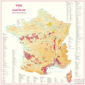 Map: Wines and Appellations of France by Pierre Hourlier Wines