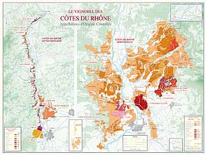 Map: Vineyards of Côtes du Rhône by Pierre Hourlier Wines