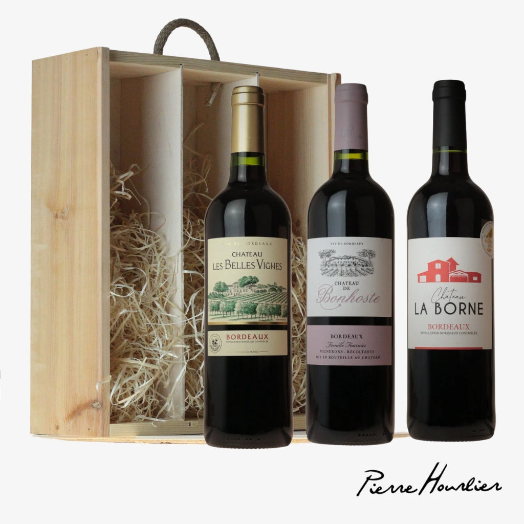 Three Bottle Bordeaux Red Wine Gift Set - Hourlier Wines